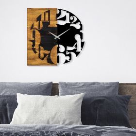 Ceas de perete, Wooden Clock 3, Lemn/metal, Dimensiune: 58 x 3 x 58 cm, Nuc / Negru