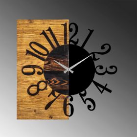 Ceas de perete, Wooden Clock 7, Lemn/metal, Dimensiune: 58 x 3 x 58 cm, Nuc / Negru