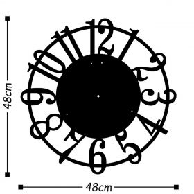 Ceas de perete, Metal Wall Clock 15, Metal, Dimensiune: 48 x 48 cm, Negru