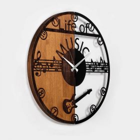 Ceas de perete, Wooden Clock, Lemn/metal, ø56 cm, Nuc / Negru