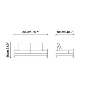 Canapea 2 locuri, Ndesign, 291NDS1126, Lemn, Crem