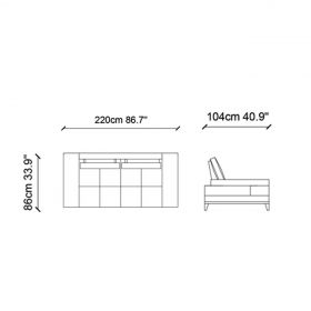 Canapea 3 locuri, Ndesign, 291NDS1337, Lemn, Crem