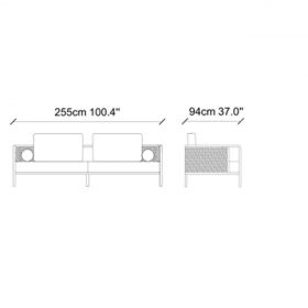 Canapea cu 4 locuri, Ndesign, 291NDS1509, Lemn, Crem