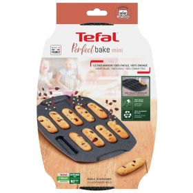 Forma de copt piscoturi, Tefal, PerfectBake Mini J5734302, 21 x 29 cm, aluminiu reciclat, negru/maro