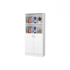 Biblioteca Flint, cu Usi Inferioare si O Polita, Alba, 70 x 32 x 159 cm