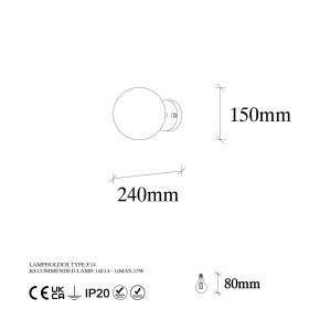 Aplica de perete, Fulgor, 942FLG2110, Metal, Negru / Crem