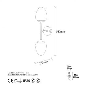 Aplica de perete, Fulgor, 942FLG1264, Metal, Negru / Antic / Alb