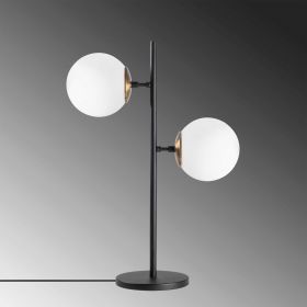 Lampa de masa, Fulgor, 942FLG1816, Metal, Negru / Auriu / Alb