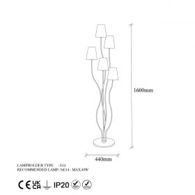 Lampadar, Fulgor, 942FLG1543, Metal, Aur/Alb