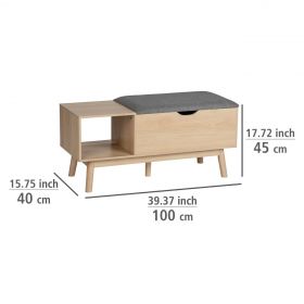 Bancheta cu spatiu depozitare, Wenko, Edda, 40 x 100 x 45 cm, mdf/poliester, bej/gri