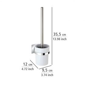 Suport cu perie pentru toaleta. Wenko, Quadro Turbo-Loc®, 9.5 x 35.5 x 12 cm, inox/plastic