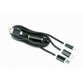 USB charging combo 3-in-1 cable, black, 1m