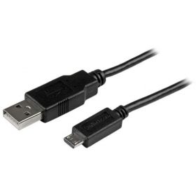 15cm Mobile Charge Sync USB to Slim Micro USB Cable for Phones &amp; Tablets A to Micro B - M/M (USBAUB15CMBK)