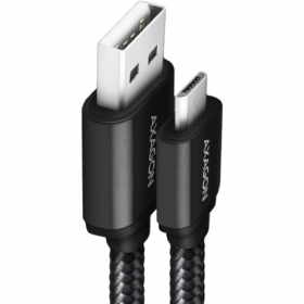 Cablu USB-Micro la USB-A, 1.5m, 2.4A, impletit, negru