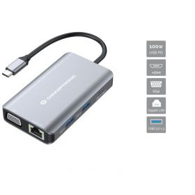 USB-C-&gt;HDMI,VGA,GbE,3xUSB3.0,100WPD 0.25m