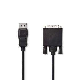 cablu displayport tata - dvi-d 24+1-pini tata, 4k 30hz, 3m, negru, nedis