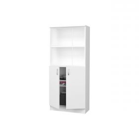 Biblioteca Flint, cu Usi Inferioare si O Polita, Alba, 70 x 32 x 159 cm