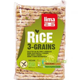 Rondele de Orez Expandat cu 3 Cereale Ecologice/Bio 130g