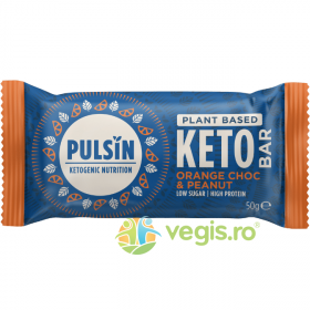 Baton Proteic Keto cu Ciocolata, Portocale si Arahide fara Gluten 50g