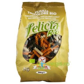 Fusilli Tricolore din Faina de Orez fara Gluten Felicia Ecologice/Bio 500g