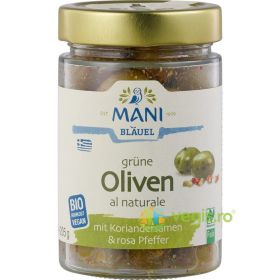 Masline Verzi Crude cu Coriandru si Piper Rosu Ecologice/Bio 205g