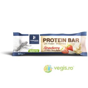 Baton Proteic cu Aroma de Capsuni si Ciocolata Alba 60g