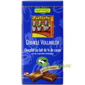 Ciocolata Neagra cu Lapte Integral 46% Cacao Ecologica/Bio 100g