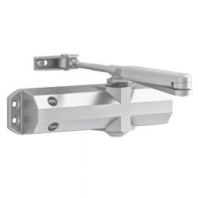 Amortizor cu brat hold-open rezistent la foc Yale, seria 4000, argintiu