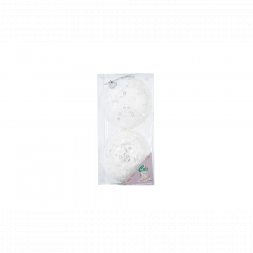 Set 2 globuri decorative de Craciun cu paiete, polistiren, 10 cm