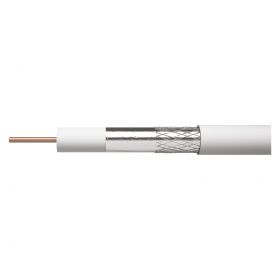 Cablu coaxial Emos CB130/ RG6U, 1 conductor, diametru 1.02 mm, alb, 10 m/colac