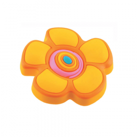 Buton 8831, model floare, galben, silicon, 41 x 25 mm