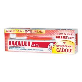 LACALUT AKTIV PASTA DE DINTI MEDICINALA 75ML + PERIUTA AKTIV CADOU