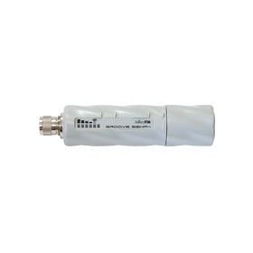 mikrotik MiroTik Groove 52 with N-male connector, High Gain Single Chain 2.4GHz / 5GHz 802.11abgn wireless, 600MHz CPU, 64MB RAM, 1x LAN, mounting loops, POE, PSU, plastic case, RouterOS L3 (RBGroove52HPn)