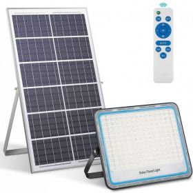 Proiector LED pentru exterior cu panou solar, telecomanda functii multiple, Solar Light IP 66, alb rece