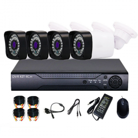 Sistem de supraveghere cu 4 sau 8 camere exterior 1080P, Kit DVR, compresie video H.265