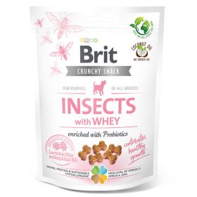 Brit Care Crunchy Cracker, Insecte și Zer cu Probiotice, recompense fară cereale câini junior, 200g