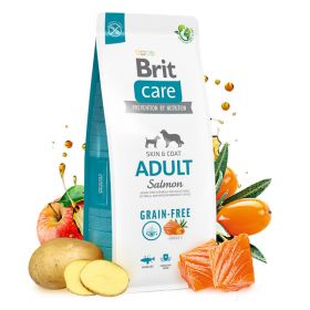 Brit Care Grain-Free Adult, XS-M, Somon, hrană uscată fără cereale câini, piele & blană, 12kg
