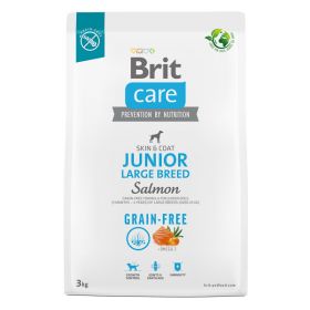 Brit Care Grain-Free Junior Large Breed, L-XL, Somon, hrană uscată fără cereale câini junior, piele & blană, 3kg