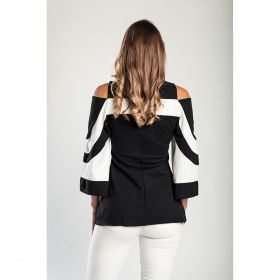 Tricou Elegant Cu Maneci Clopot Ninita, Negru