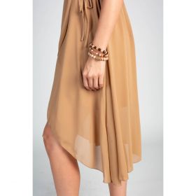 Rochie Midi ElegantÄƒ Cu Volan È˜i FustÄƒ Este ÃŽncruciÈ™atÄƒ È˜i AsimetricÄƒ Barbados, Bej