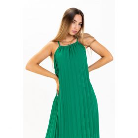 Rochie Maxi Plisata Fara Maneci Idella, Verde