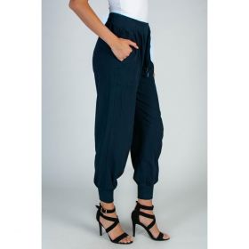 Pantaloni Lungi Cu Buzunare È˜i Elastic In Talie Amory, Albastru ÃŽnchis