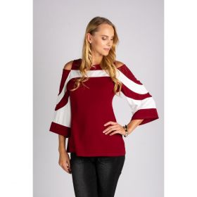 Tricou Elegant Cu Maneci Clopot Ninita, Bordo