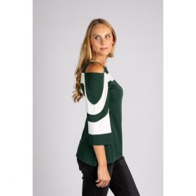Tricou Elegant Cu MÃ¢neci Clopot Ninita, Verde ÃŽnchis