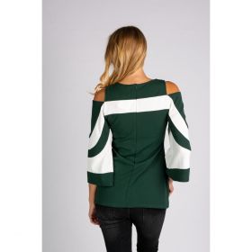 Tricou Elegant Cu MÃ¢neci Clopot Ninita, Verde ÃŽnchis