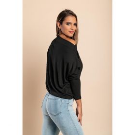 Tricou Oversize Cu Decolteu Bateau È˜i MÃ¢neci Largi Danica, Negru
