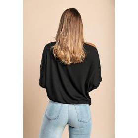 Tricou Oversize Cu Decolteu Bateau È˜i MÃ¢neci Largi Danica, Negru