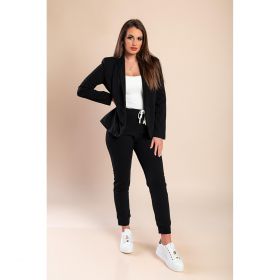 Costum Cu Pantalon Elegant, Monocolor Estrena, Negru