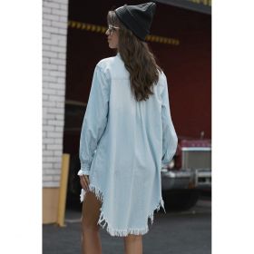 Camasa Rochie Din Blugi Cu MÃ¢neci Lungi È˜i ÃŽnchidere Cu Nasturi Yana, Albastru Deschis