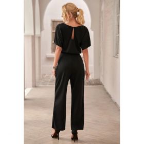 Salopeta Cu Pantaloni Lungi Largi Si Maneci Scurte Nelia, Neagra